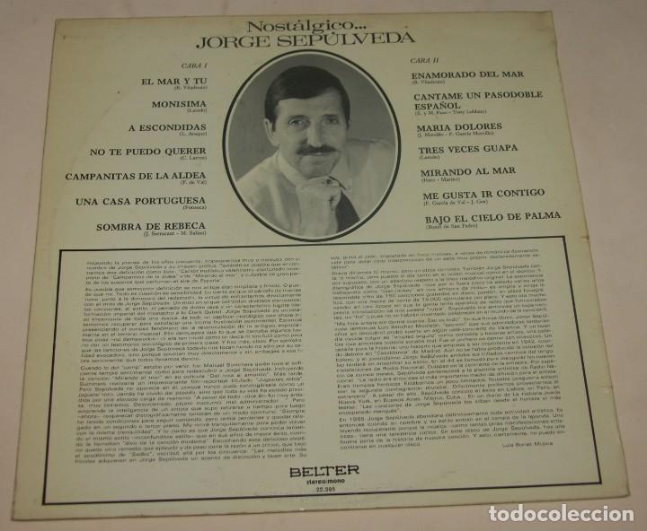 Discos de vinilo: JORGE SEPULVEDA - NOSTALGICO - BELTER 1971 - Foto 2