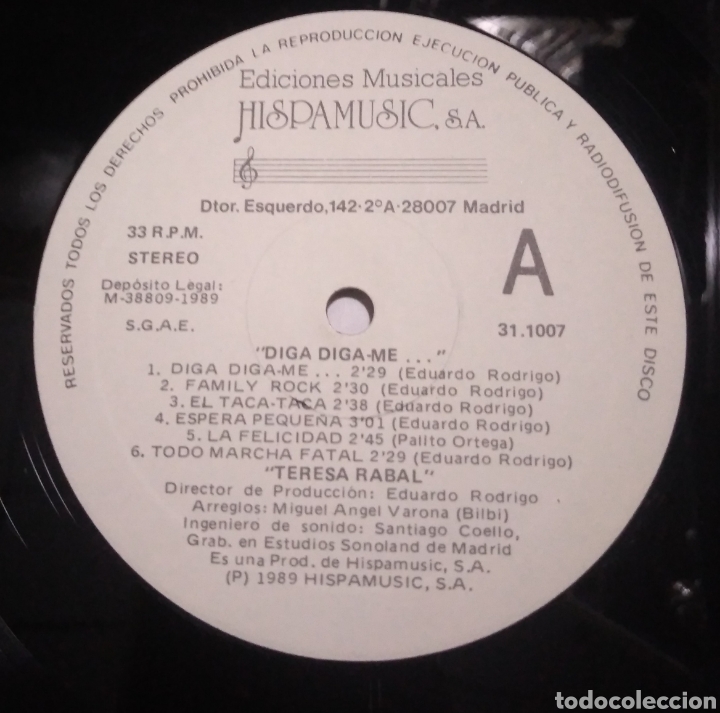 Discos de vinilo: Teresa Rabal - Diga, diga me - Foto 2