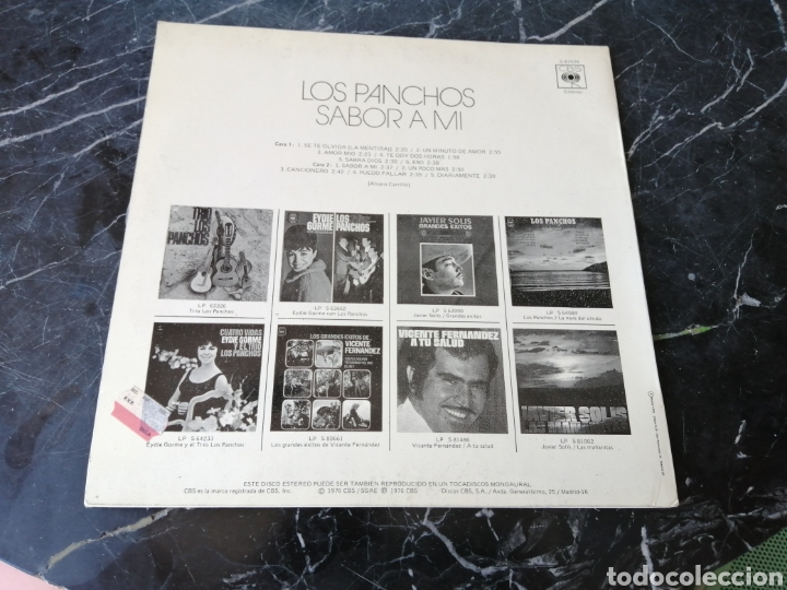 Discos de vinilo: SABOR A TI. LOS PANCHOS. CBS. 1976. LP - Foto 2