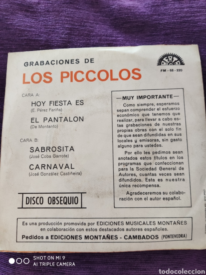 Discos de vinilo: SINGLE, LOS PICCOLOS, MUY ESCASO, PERFECTO - Foto 3