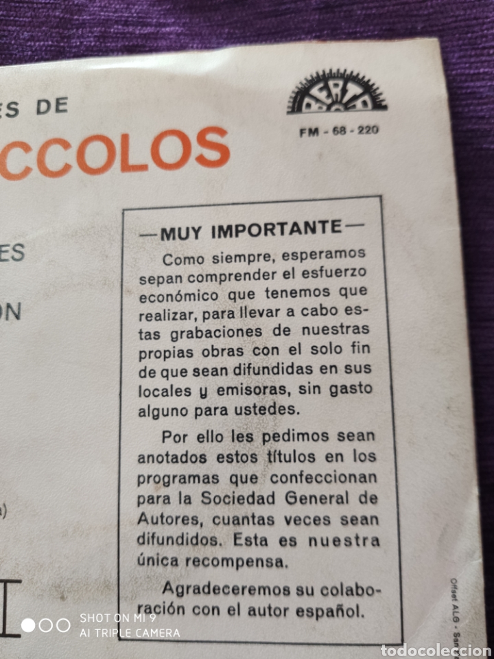 Discos de vinilo: SINGLE, LOS PICCOLOS, MUY ESCASO, PERFECTO - Foto 6