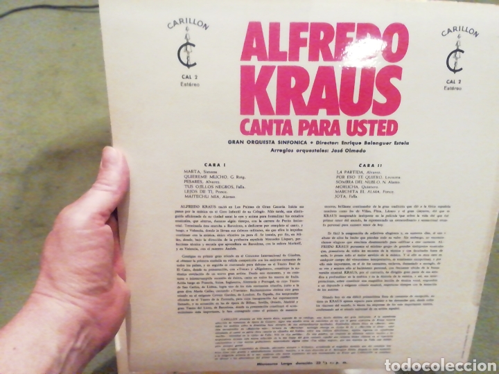 Discos de vinilo: Alfredo Kraus canta para usted. Vinilo. - Foto 2