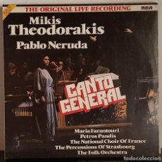 Discos de vinilo: MIKIS THEODORAKIS A PABLO NERUDA - CANTO GENERAL - CARPETA ABIERTA 2 LPS. Lote 207285186