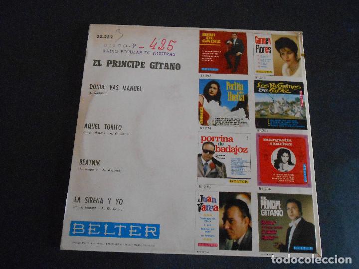 Discos de vinilo: EL PRINCIPE GITANO - DONDE VAS MANUEL +3 - 1968 - Foto 2