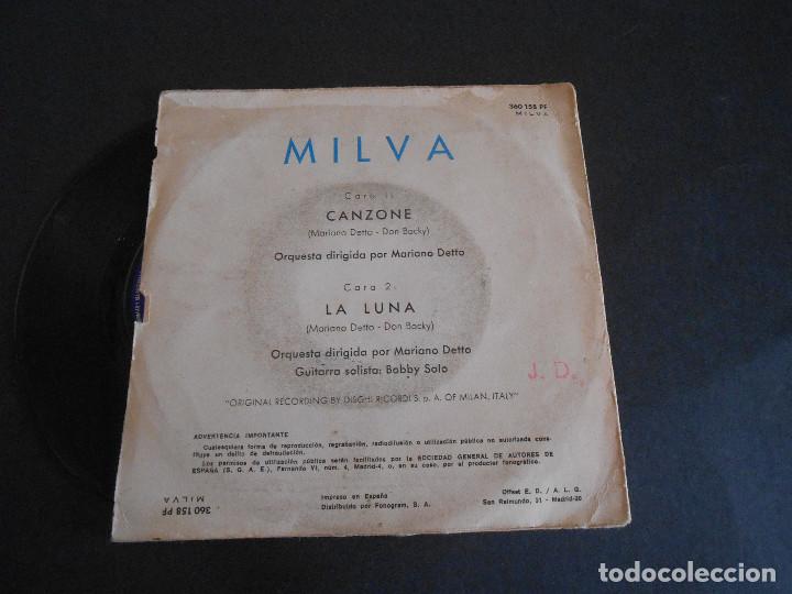 Discos de vinilo: MILVA. SINGLE - CANZONE - LA LUNA - 1968 - Foto 2