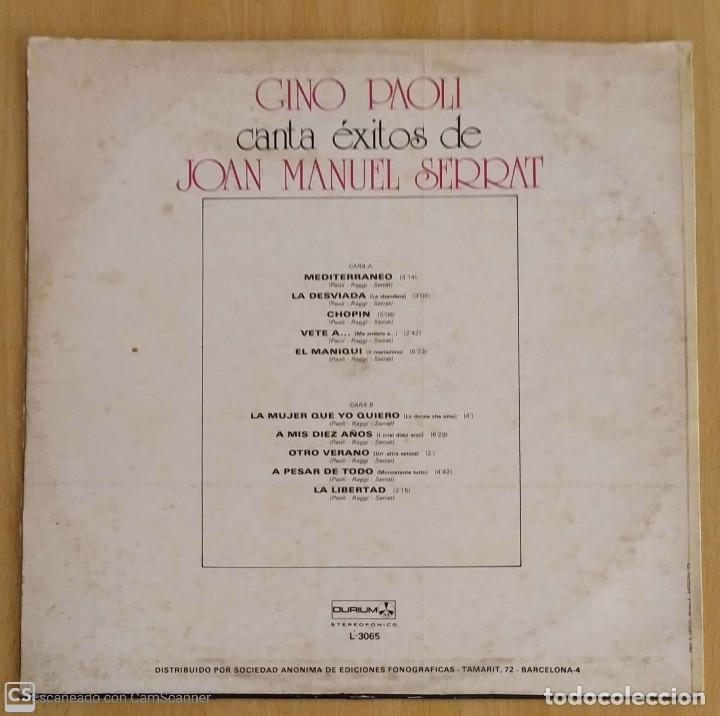 Discos de vinilo: GINO PAOLI CANTA EXITOS DE JOAN MANUEL SERRAT - LP 1978 - Foto 2 - 207518006