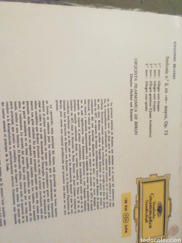 Discos de vinilo: Brahms. Sinfon&iacute;a n&uacute;mero 2. Vinilo. - Foto 2