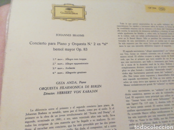 Discos de vinilo: Brahms. Concierto para piano y orquesta 2 - Foto 2