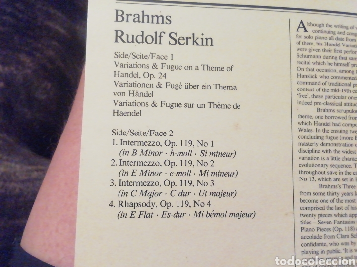 Discos de vinilo: Brahms. Rudolf Serkin. Vinilo. - Foto 2