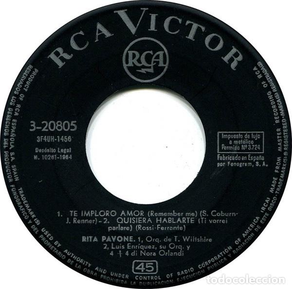 Discos de vinilo: Que Me Importa Del Mundo - Rita Pavone - Foto 2