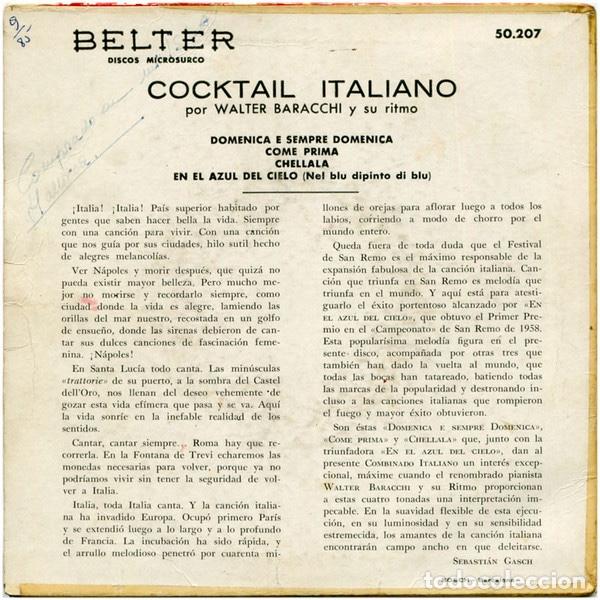 Discos de vinilo: Cocktail Italiano - Walter Baracchi - Foto 2