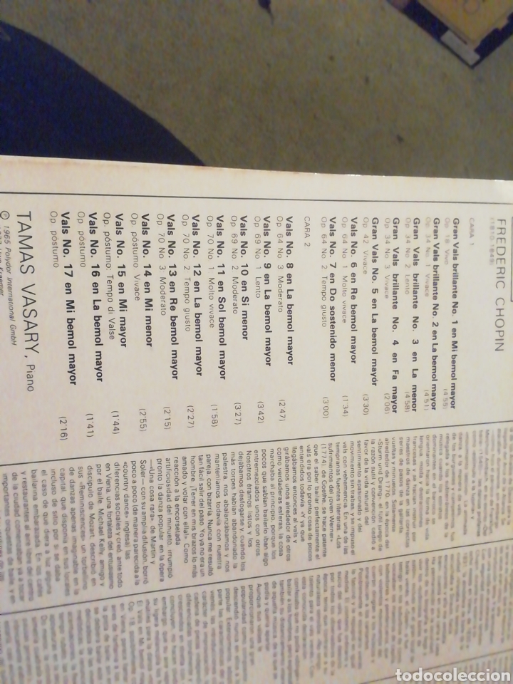 Discos de vinilo: Chopin. 17 valses. Tom&aacute;s Vasary. vinilo - Foto 2