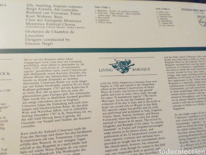 Discos de vinilo: Domenico Cimarosa. R&eacute;quiem. vinilo. - Foto 2