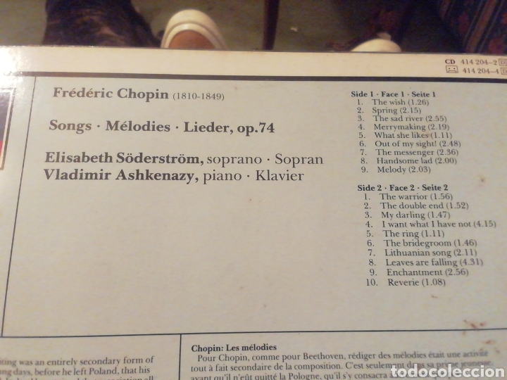 Discos de vinilo: Chopin. canciones, melod&iacute;as, l&iacute;eder. Elisabeth Soderstrom. vinilo. - Foto 2