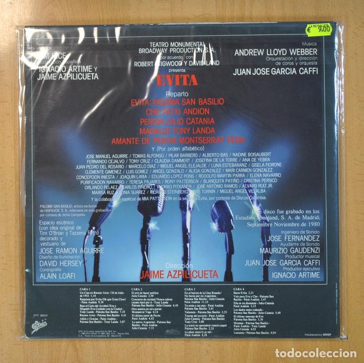 Discos de vinilo: VARIOS - EVITA (VERSION ORIGINAL EN ESPA�OL) - 2 LP - Foto 2