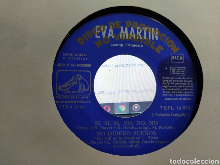 Disques de vinyle: Eva Mart&iacute;n EP promocional si,si,si,no,no,no + 3 1964 rareza