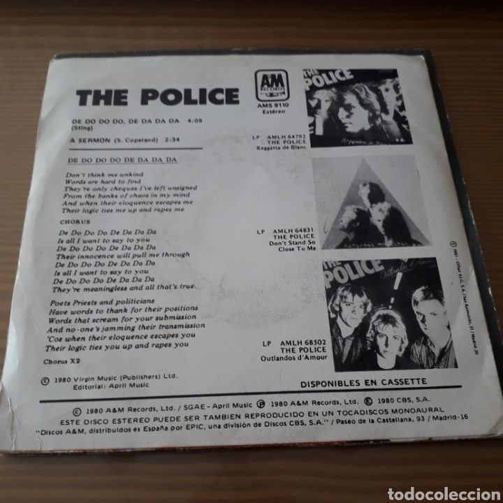Discos de vinilo: Disco de Vinilo (Single) The Police &rdquo;De Do Do Do, De Da Da Da&rdquo; - Foto 2