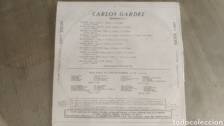 Discos de vinilo: Vinilo Carlos Gardel. - Foto 2