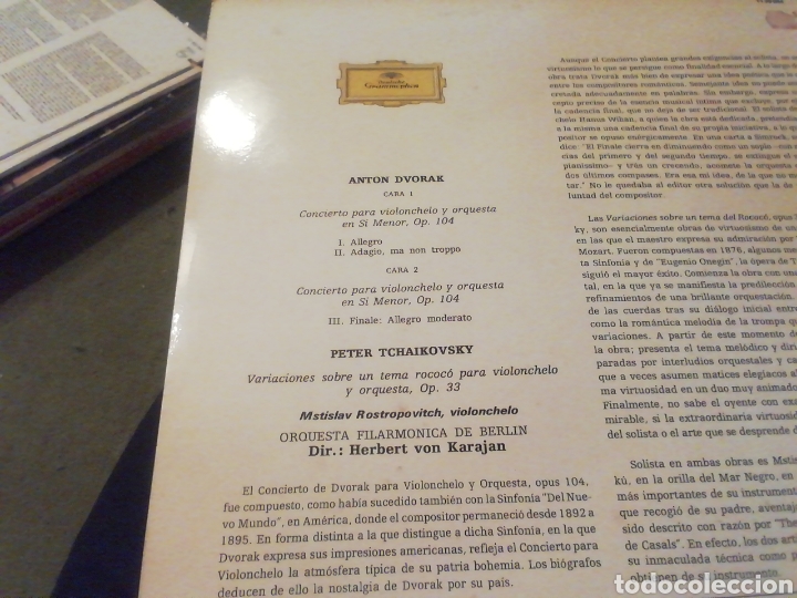 Discos de vinilo: Dvorak Tchaikovsky. Rostropovitch. vinilo. - Foto 2