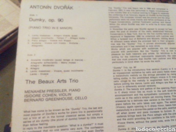 Discos de vinilo: Dvorak. Dumky tr&iacute;o op 90. vinilo. - Foto 2