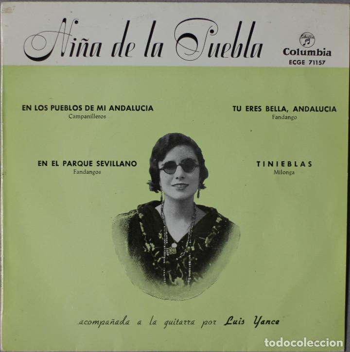 Discos de vinilo: LA NI&Ntilde;A DE LA PUEBLA// EN LOS PUEBLOS DE MI ANDALUCIA+3// EP// 1959// COLUMBIA