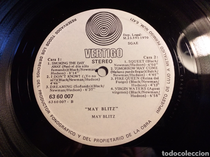 Discos de vinilo: MAY BLITZ EDICION ESPA&Ntilde;OLA VERTIGO 1970 - Foto 5