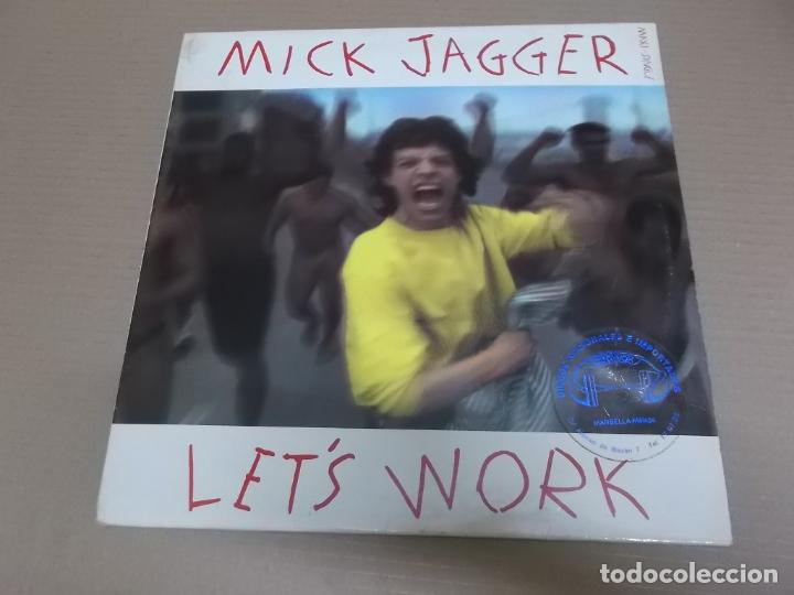 Discos de vinilo: MICK JAGGER (MX) LET&rsquo;S WORK (3 TRACKS) A&Ntilde;O &ndash; 1987 - Foto 1