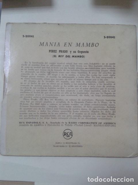 Discos de vinilo: PEREZ PRADO - MANIA EN MAMBO - Foto 2