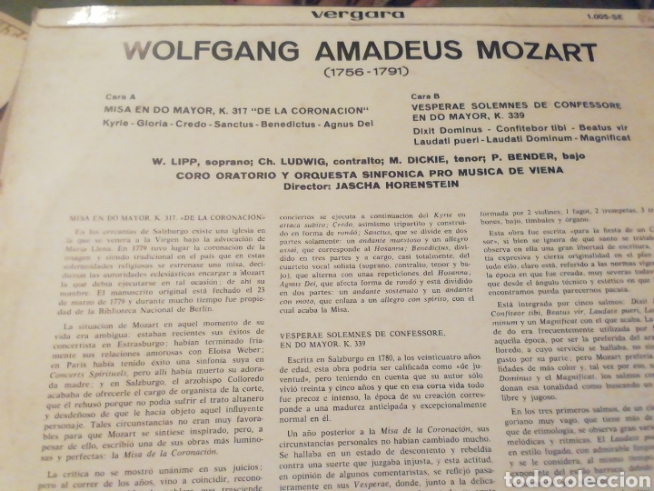 Discos de vinilo: Mozart. Misa en Do Mayor de la coronaci&oacute;n. vinilo. - Foto 2