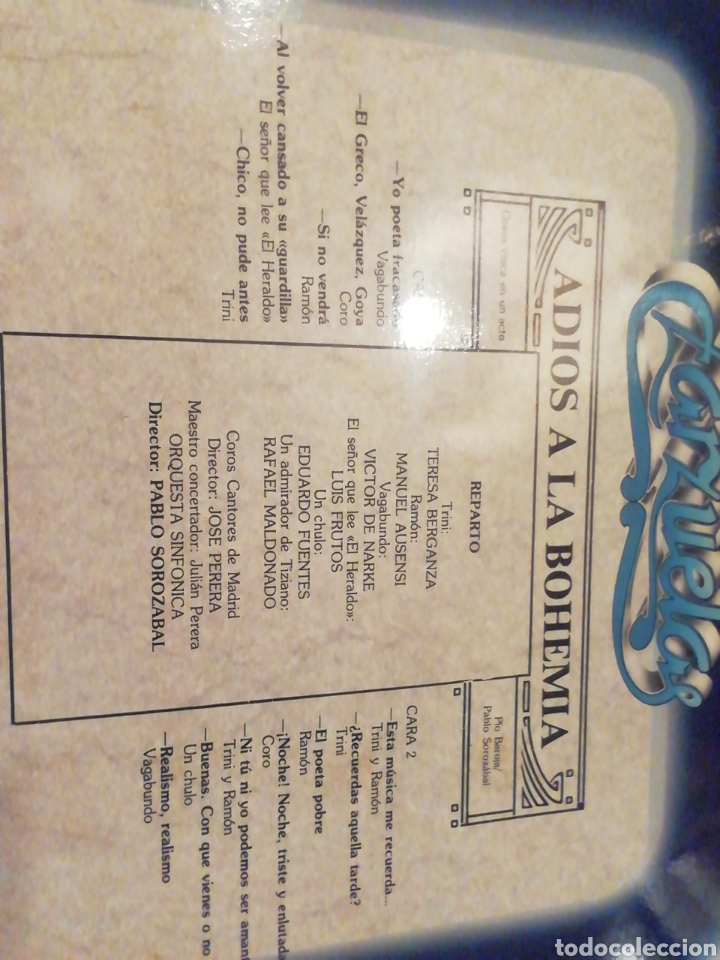 Discos de vinilo: Adi&oacute;s a la bohemia. Sorozabal. Vinilo. - Foto 2