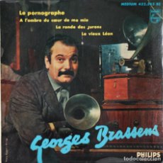 Discos de vinilo: GEORGES BRASSENS// LE PORNOGRAPHE+3// EP// PHILIPS FRANCE. Lote 209139112