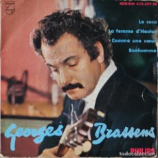 Discos de vinilo: GEORGES BRASSENS//LE COCU+3// EP//PHILIPS FRANCE. Lote 209139282