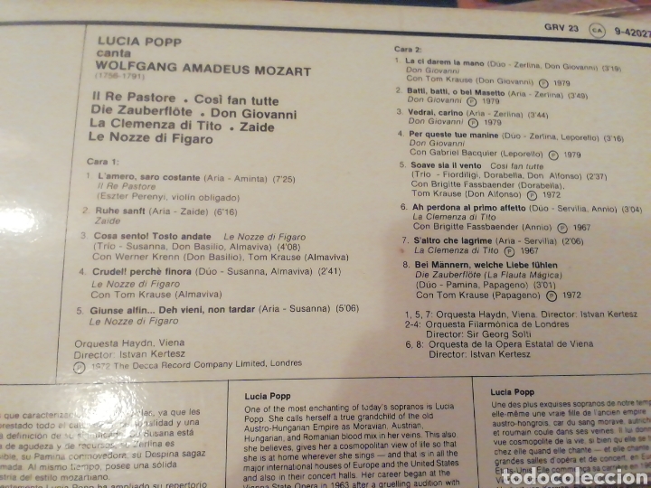 Discos de vinilo: Luc&iacute;a Popp. Mozart. vinilo. - Foto 2