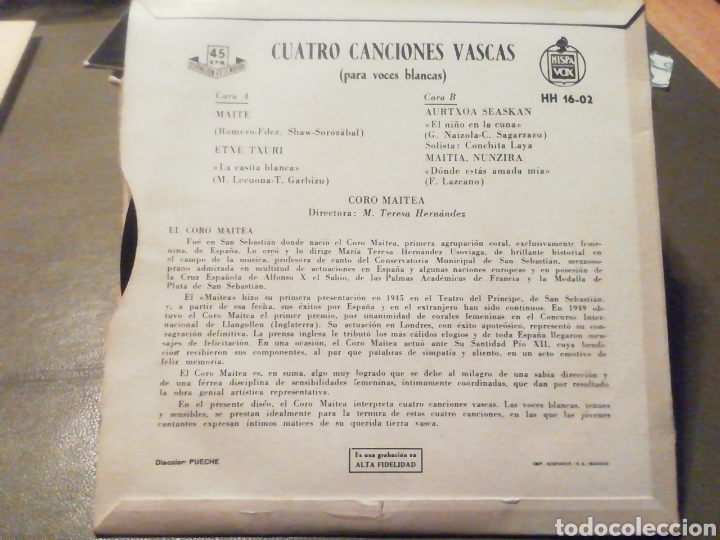 Discos de vinilo: Cuatro canciones vascas. vinilo. - Foto 2