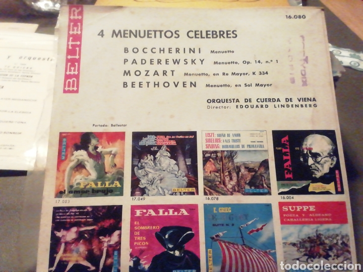 Discos de vinilo: 4 menuettos celebres. vinilo - Foto 2