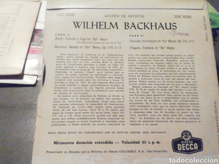 Discos de vinilo: Wilhelm Backhaus. vinilo. - Foto 2