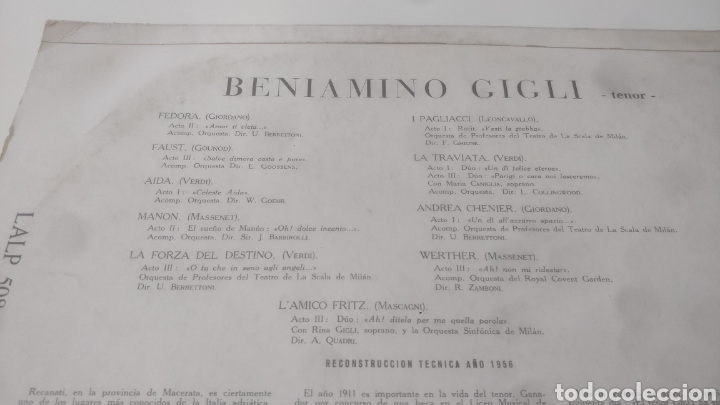 Discos de vinilo: Vinilo Beniamino Gigli - Foto 2
