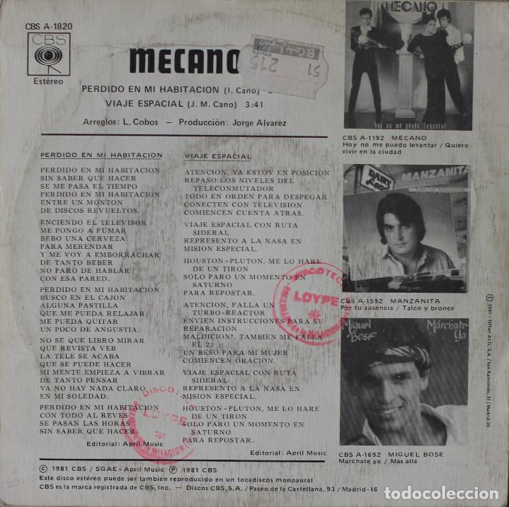 Discos de vinilo: MECANO// PERDIDO EN MI HABITACION// SINGLE// 1981// CBS - Foto 2