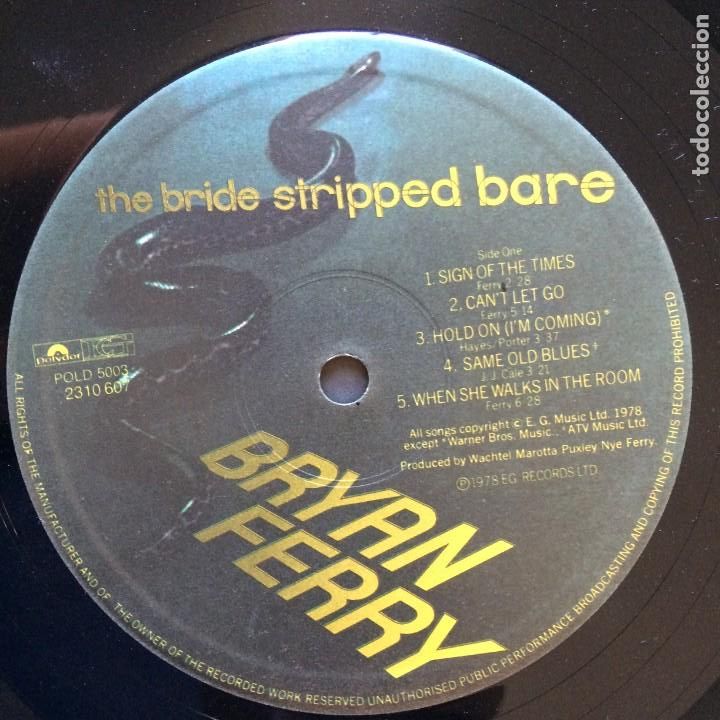 Discos de vinilo: Bryan Ferry &ndash; The Bride Stripped Bare SCANDINAVIA 1978 POLYDOR - Foto 7