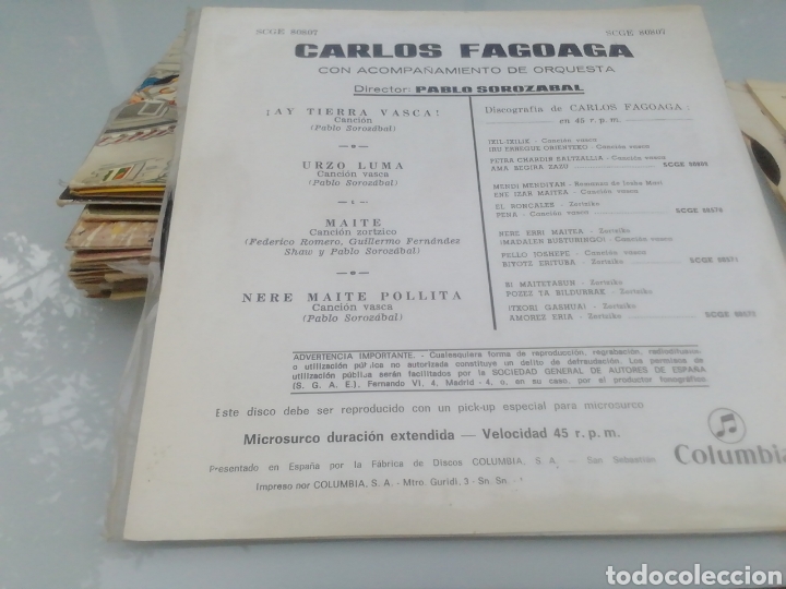Discos de vinilo: Carlos Fagoaga. single. - Foto 2