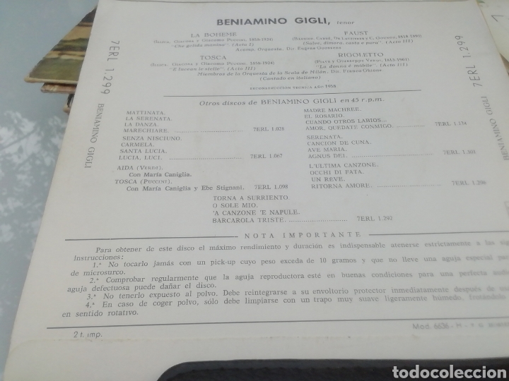 Discos de vinilo: Beniamino Gigli. single. - Foto 2