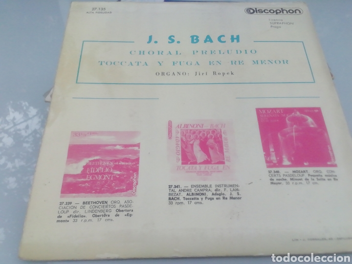 Discos de vinilo: Bach. M&uacute;sica de &oacute;rgano. single. - Foto 2