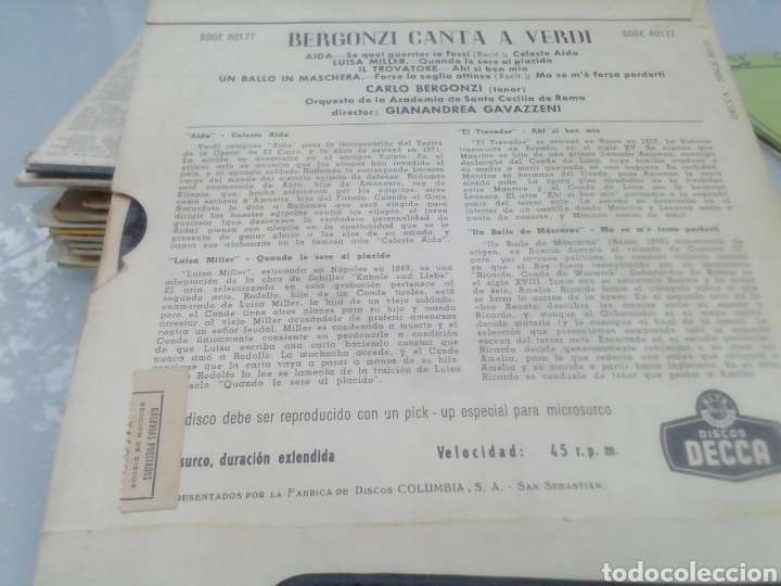 Discos de vinilo: Bergonzi canta Verdi. single. - Foto 2