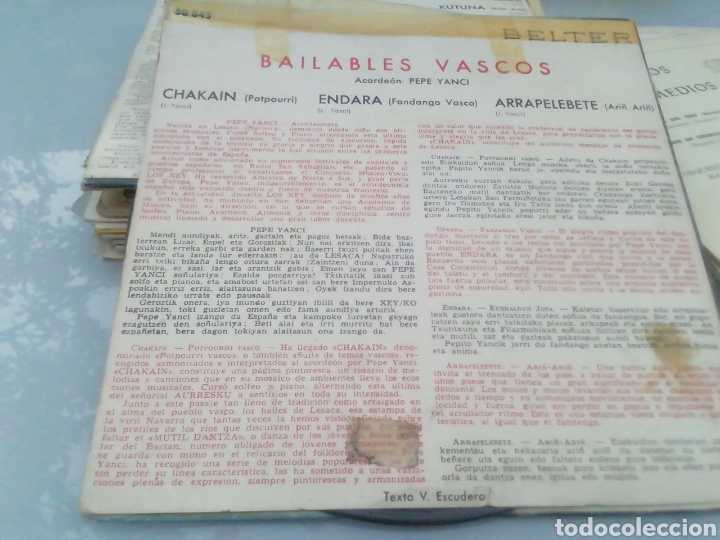 Discos de vinilo: Bailables Vascos. Pepe Yanci. Single. - Foto 2