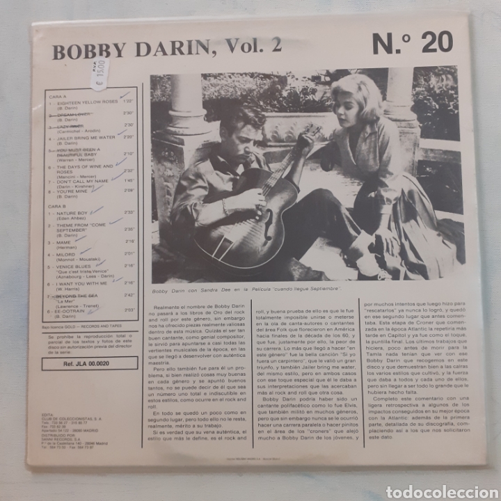 Discos de vinilo: 1989 Espa&ntilde;a. Bobby Darin, Vol. 2. - Foto 2
