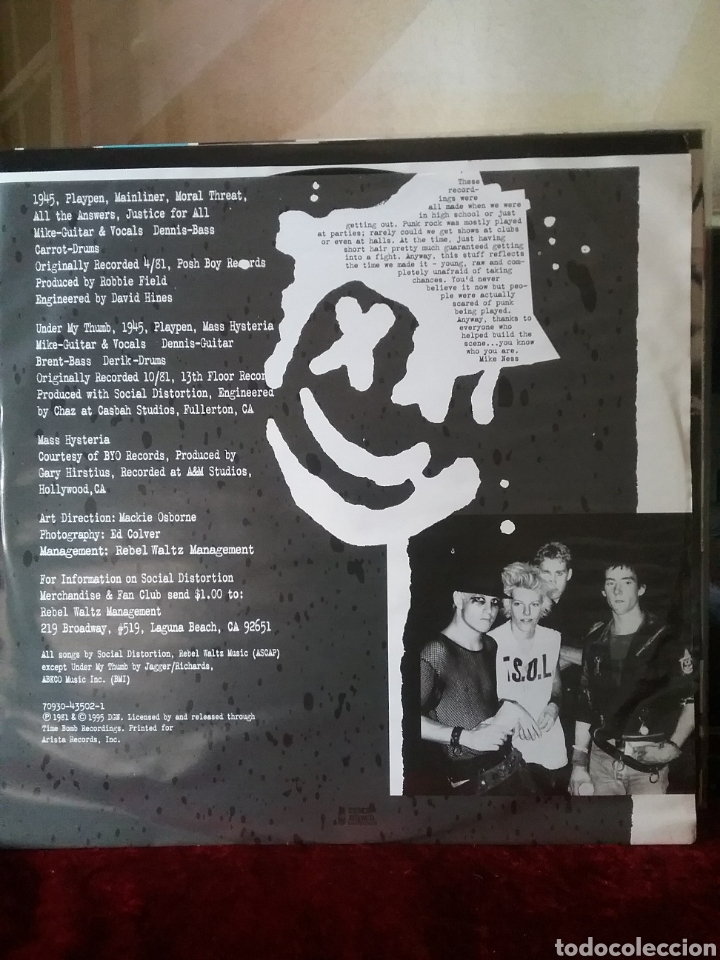 Discos de vinilo: SOCIAL DISTORTION 1981 Edicion del 95 Time Bomp Records - Foto 4