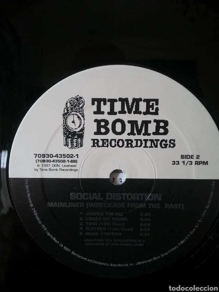 Discos de vinilo: SOCIAL DISTORTION 1981 Edicion del 95 Time Bomp Records - Foto 7