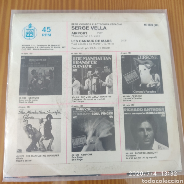 Discos de vinilo: Disco de Vinilo (Single) Serge Vella &rdquo;Airport&rdquo; - Foto 2