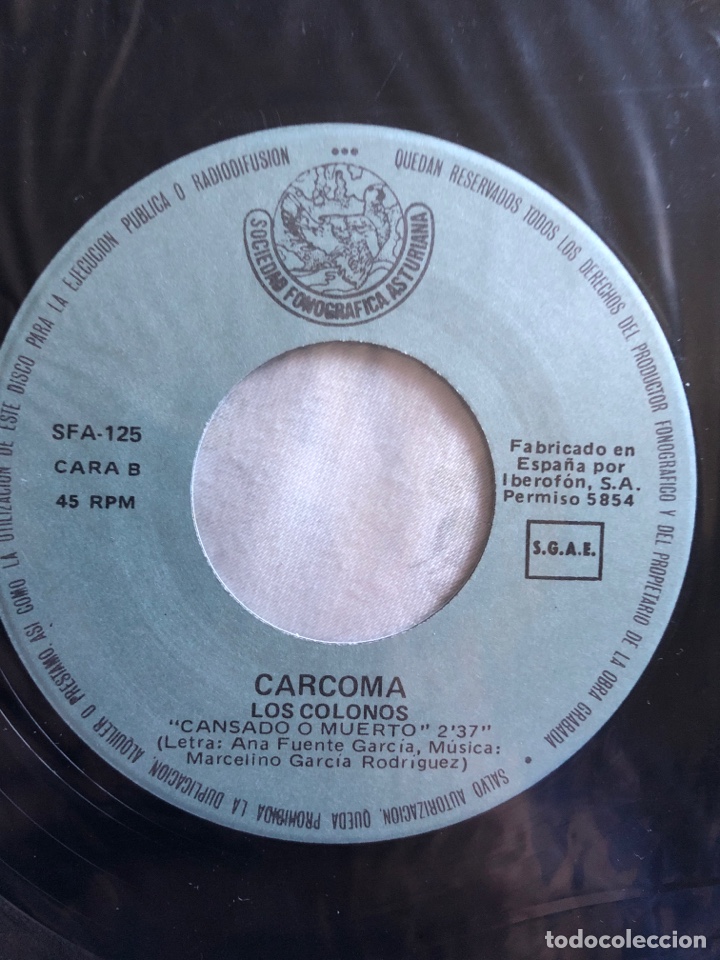 Discos de vinilo: Disco single 45 rpm CARCOMA 1986 - Foto 4