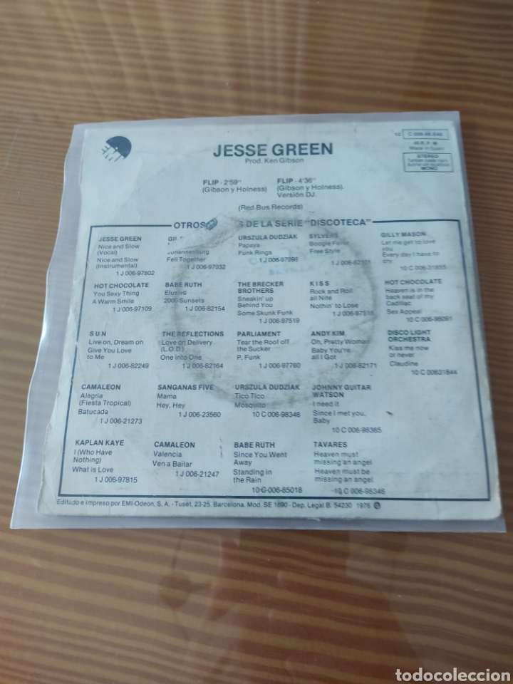 Discos de vinilo: Disco vinilo single JESSE GREEN - Foto 2